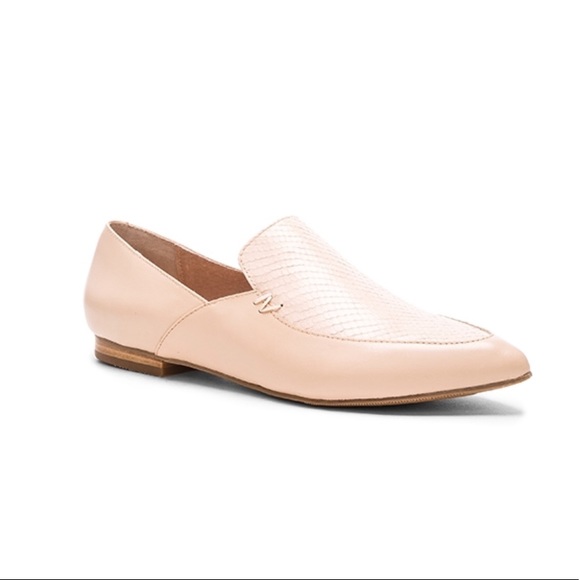 Blush Leather Snake Embossed Loafer Flat - Picture 2 of 6